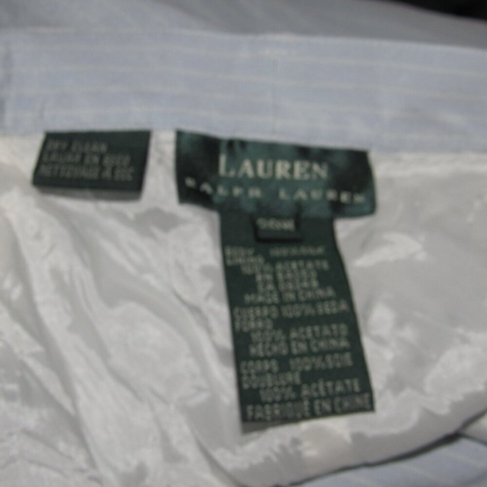 Lauren Ralph Lauren Silk Pinstripe Pleat‑Front Trousers – Light Blue 20W - Picture 7 of 8